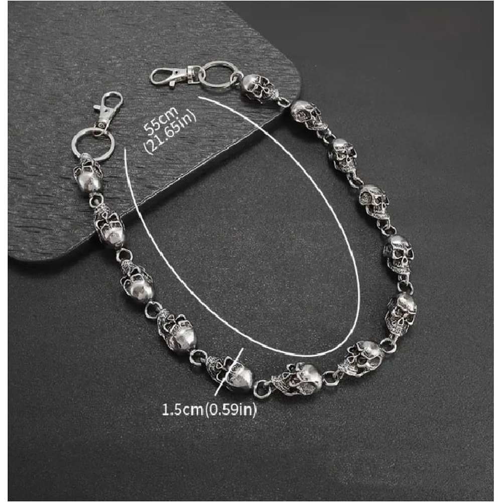 Zac's Alter Ego - Silver Skull Hip Chain/ Key Chain/ Wallet Chain Wallet chain/Trousers keychain - Silver coloured